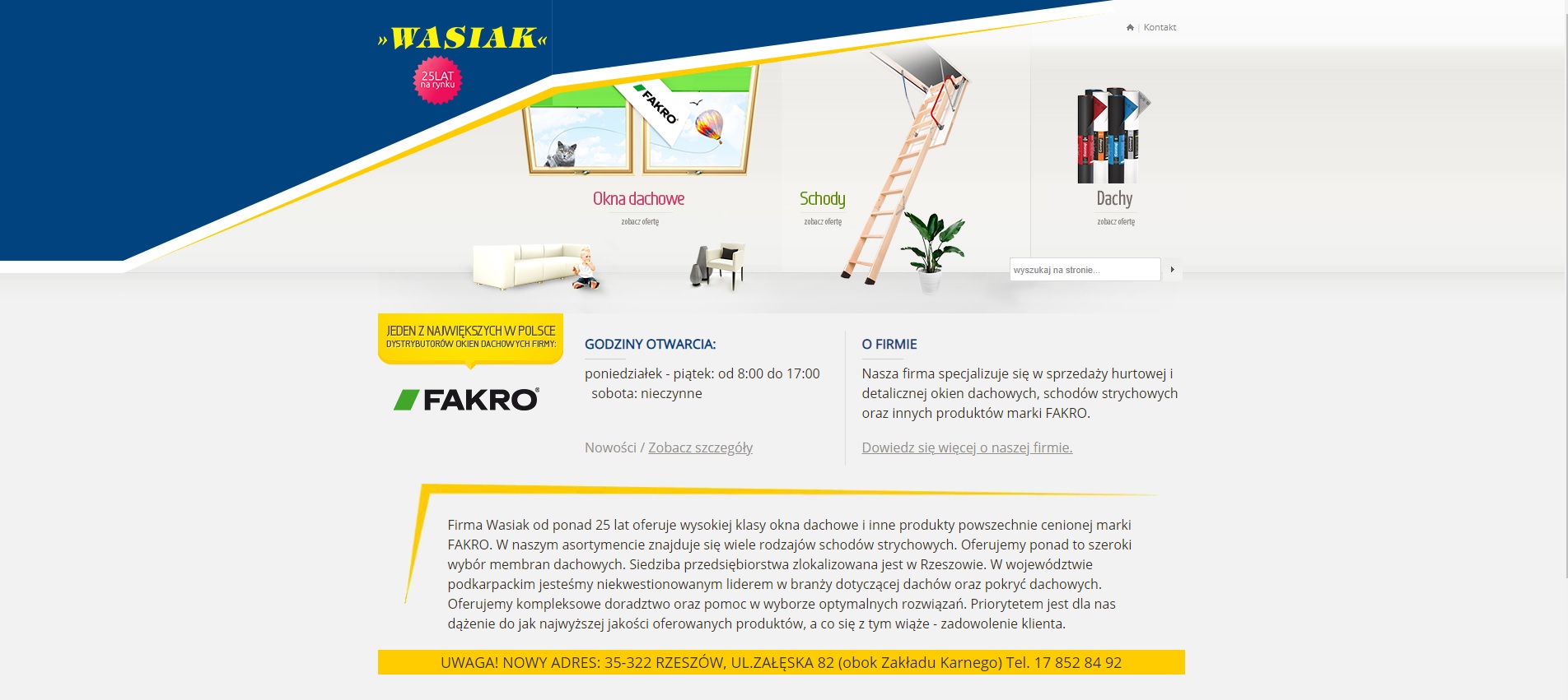 Strona www WASIANKA Rzeszów okna dachowe